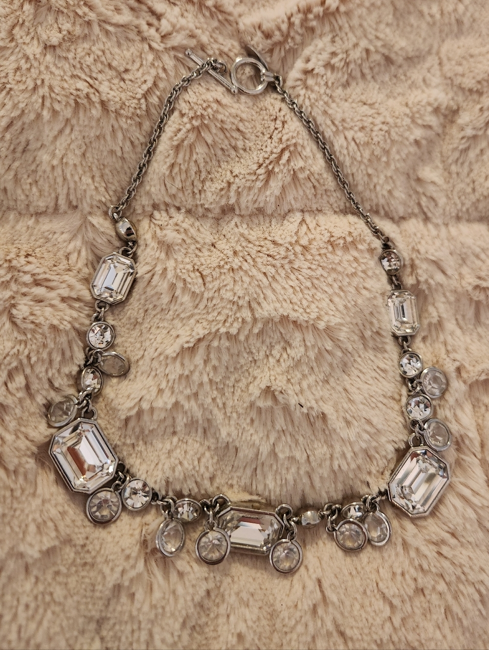 Ann Taylor Silver Rhinestone Crystal Beaded Necklace, Bridal Wedding Formal EUC